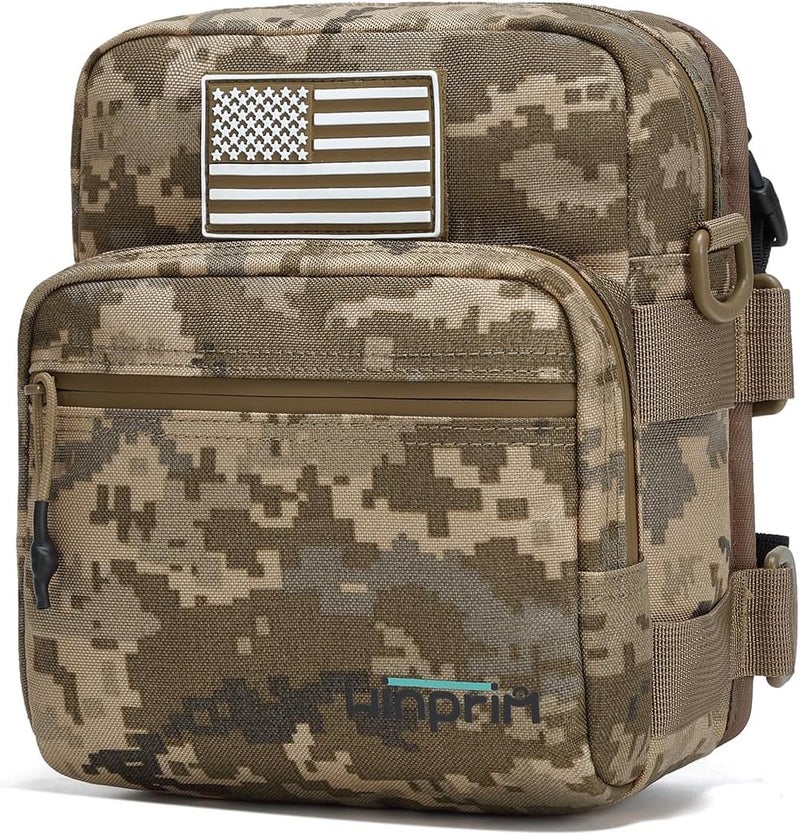 WINPRIM Handlebar Storage Bag for Bicycle Motorcycles, 1000D Tactical Camouflage Front Fork Bag with MOLLE Webbing, Crossbody & Tool Storage Pouch for Motorcycles (Apricot Camouflage) - Image 1